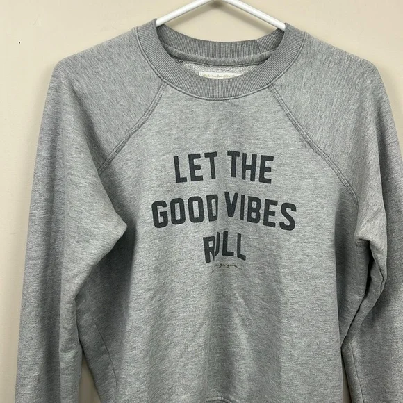 SPIRITUAL GANGSTER XS “let the good vibes roll” grey pull over sweatshirt - Picture 2 of 7